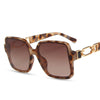 Goldtone Chain Link Brown Faux Tortoise Shell Square Sunglasses