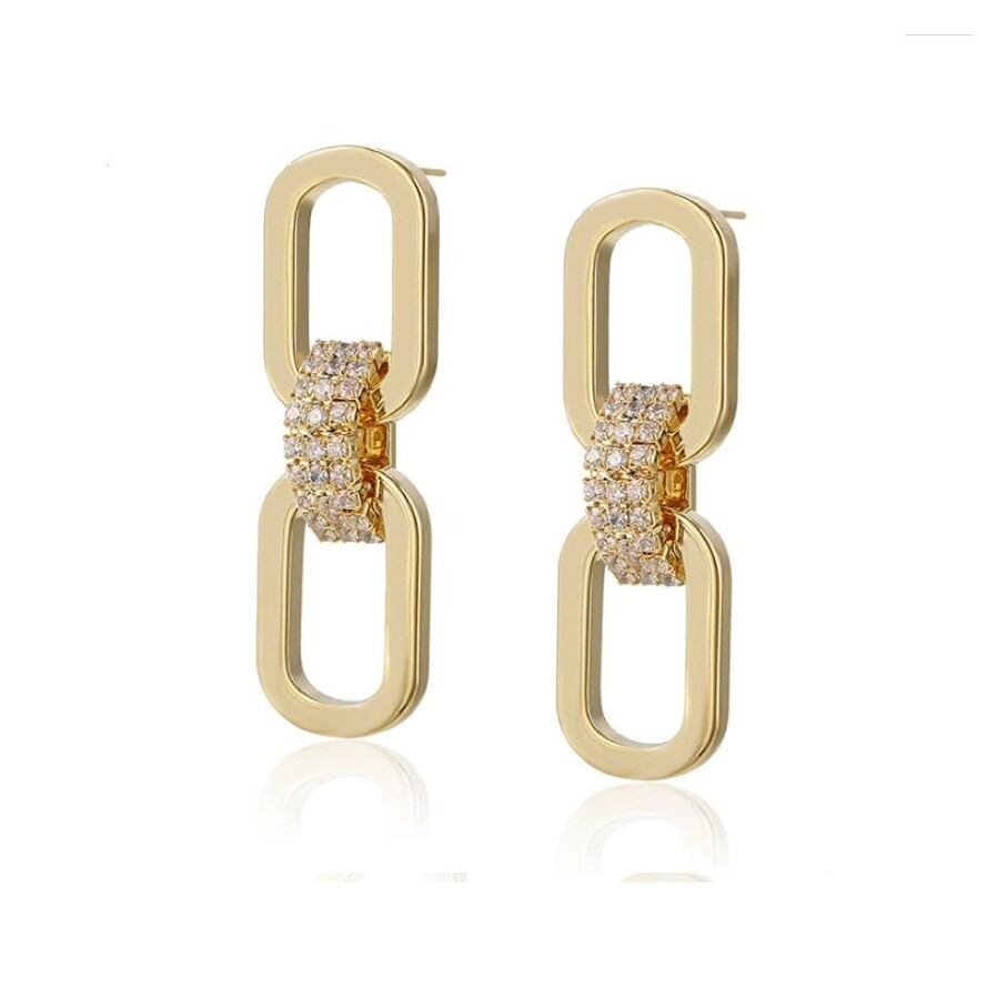 Goldtone Chain Link Cubic Zirconia Earrings