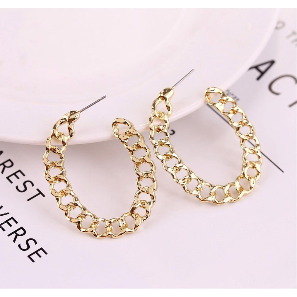 Goldtone Chain Link Hoop Earrings