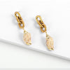 Goldtone Chain Link Shell Drop Earrings