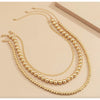 Goldtone Chain & Ball Layered Necklace - White