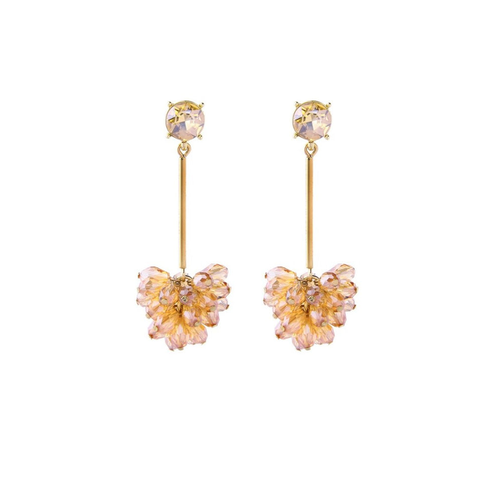 Goldtone Champagne Crystal Clustered Earrings