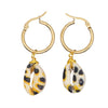 Goldtone Cheetah Print Shell Hoop Earrings