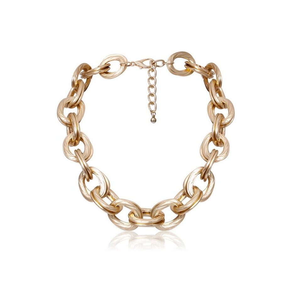 Goldtone Chunky Chain Link Necklace - White