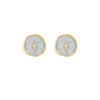 Goldtone Circular Grey Lightning Bolt Earrings