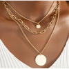 Goldtone Circular Layered Necklace - White