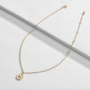 Goldtone Circular Necklace With Crystal Eye - White