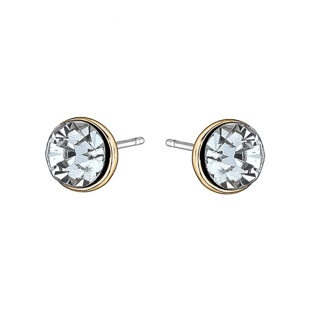 Goldtone Clear Crystal Circular Stud Earrings