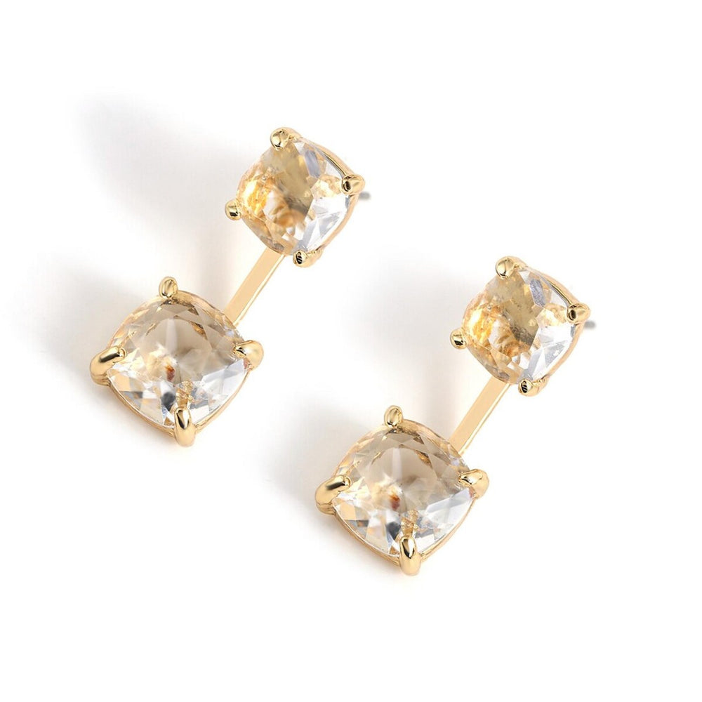 Goldtone Clear Crystal Ear Jacket Studs