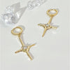 Goldtone Clear Crystal Star Huggie Hoop Earrings