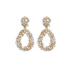 Goldtone Clear Iridescent Crystal Oval Drop Earrings