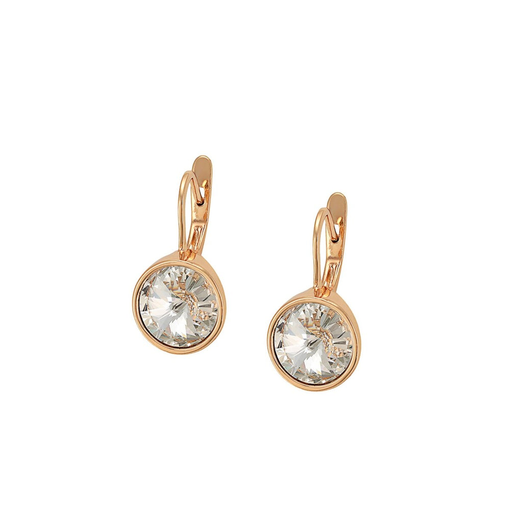 Goldtone Clear Swarovski Crystal Circular Drop Earrings