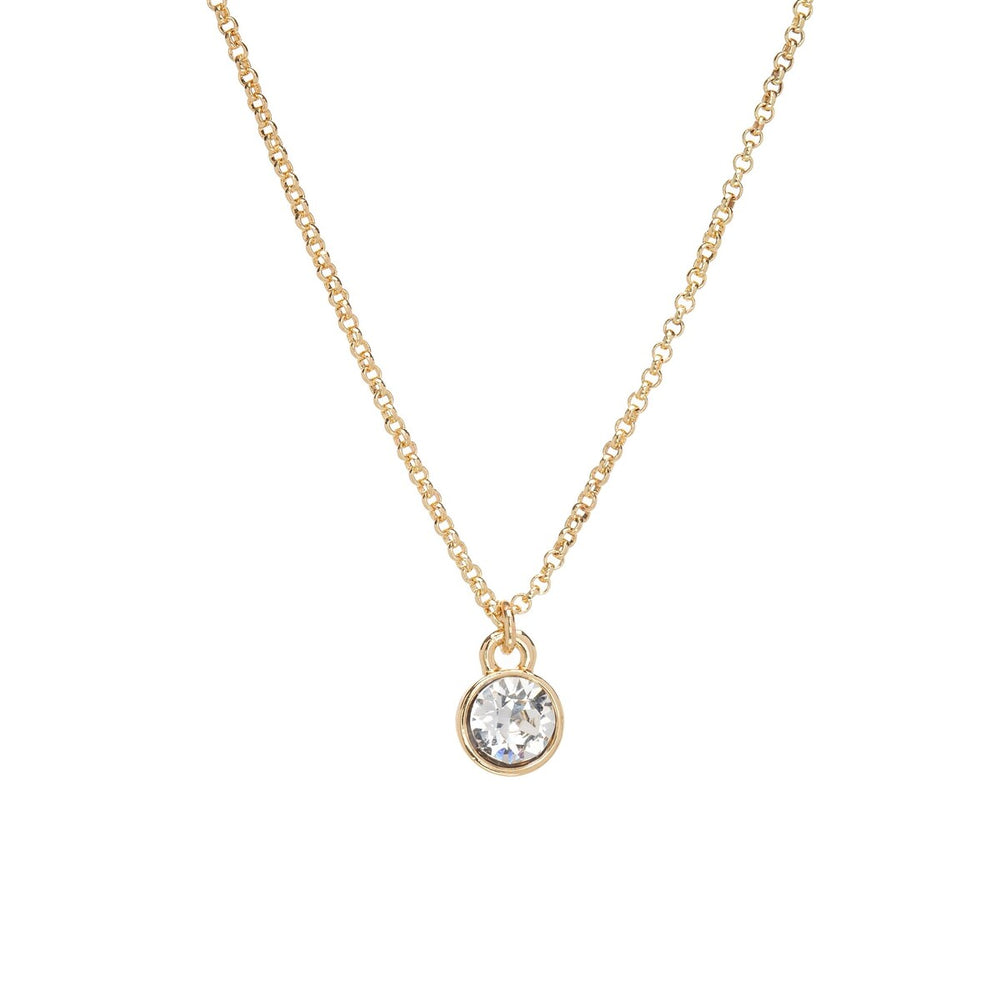 Goldtone Clear Swarovski Crystal Solitaire Pendant Necklace