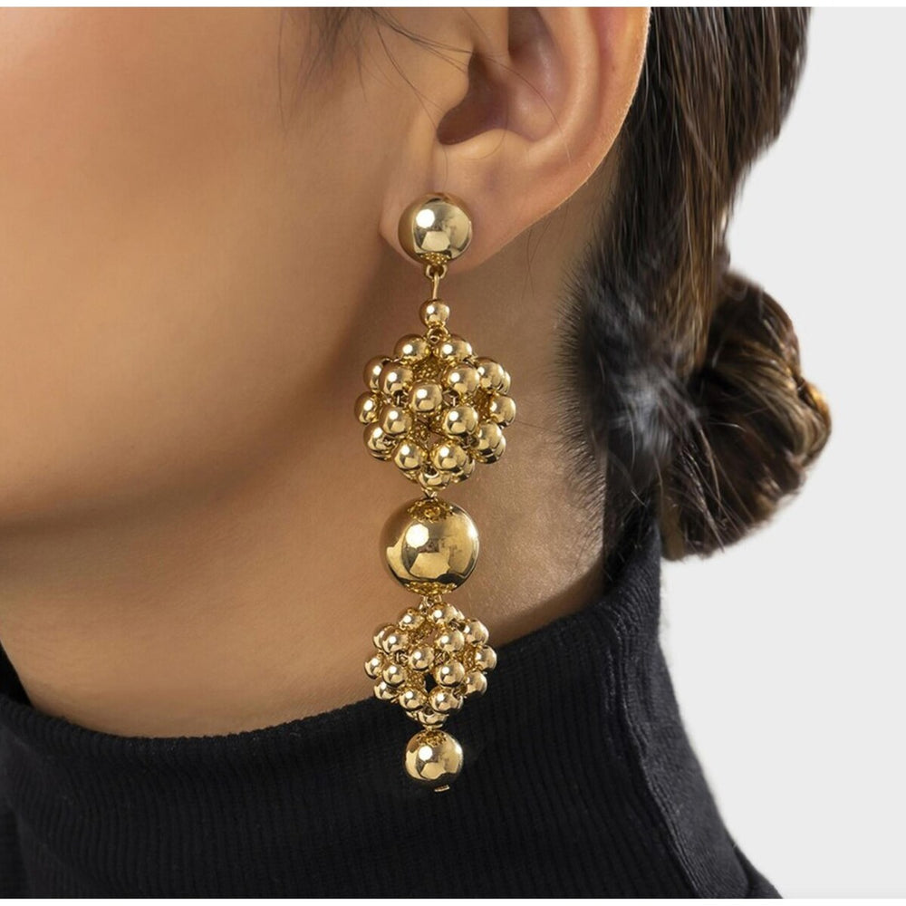 Goldtone Clustered Ball Drop Earrings