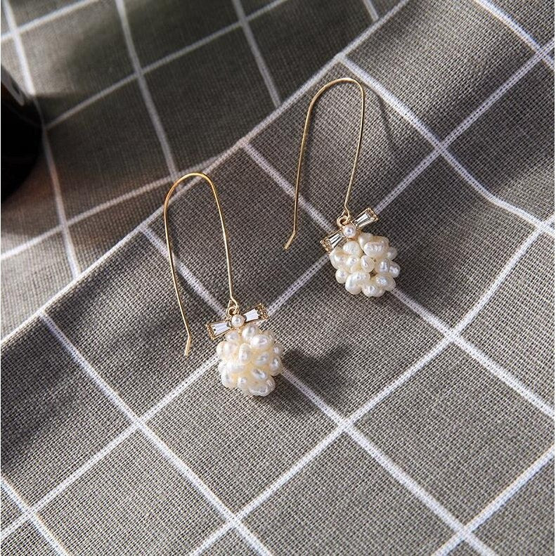 Goldtone Clustered Pearl Earrings