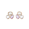 Goldtone Clustered Stud Earrings With Geometric Crystals