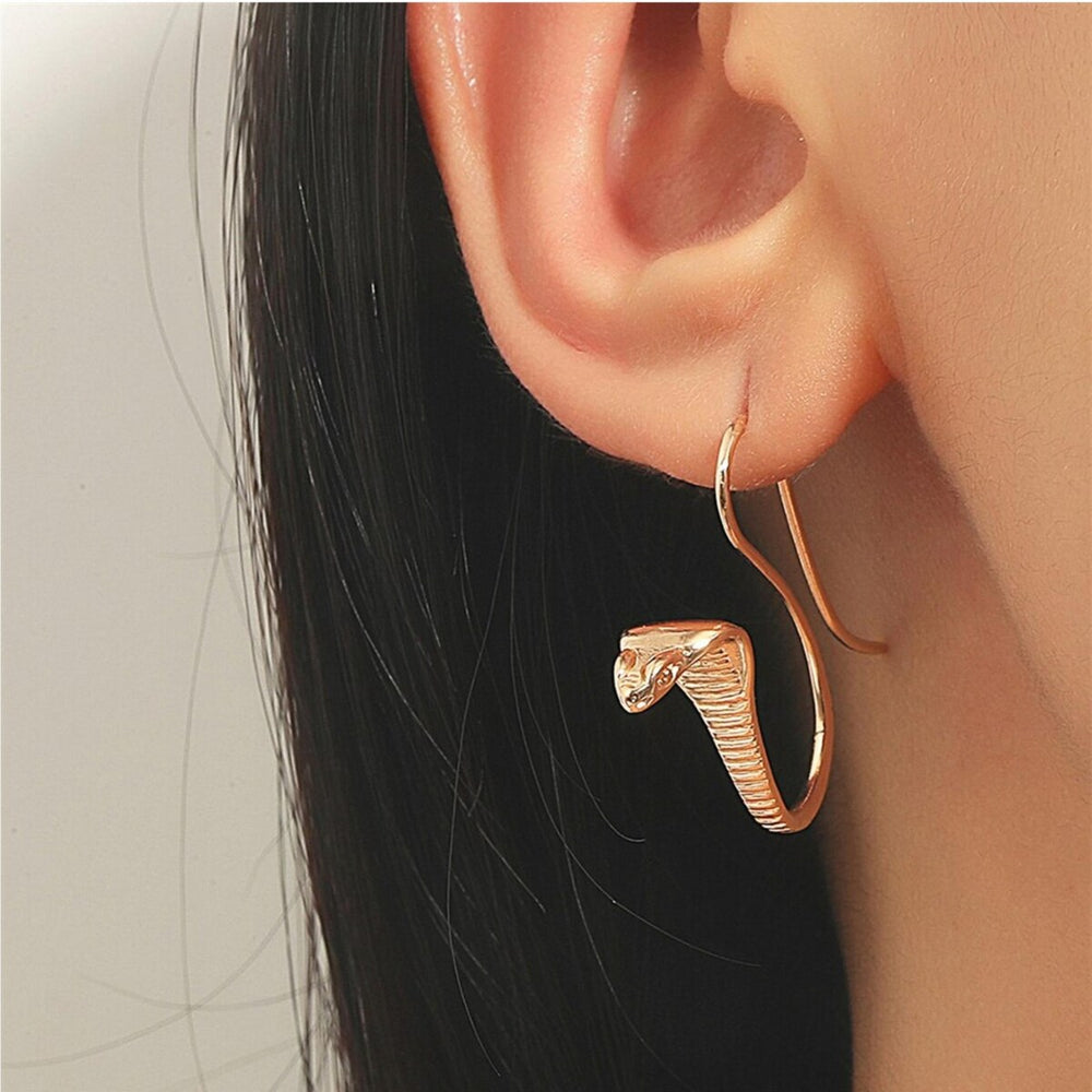 Goldtone Cobra Snake Threader Earring