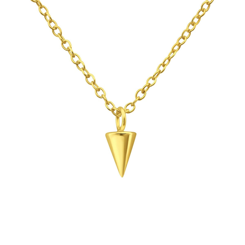 Goldtone Cone Pendant Necklace - White