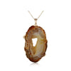 Goldtone Copper Geode Pendant Necklace - White