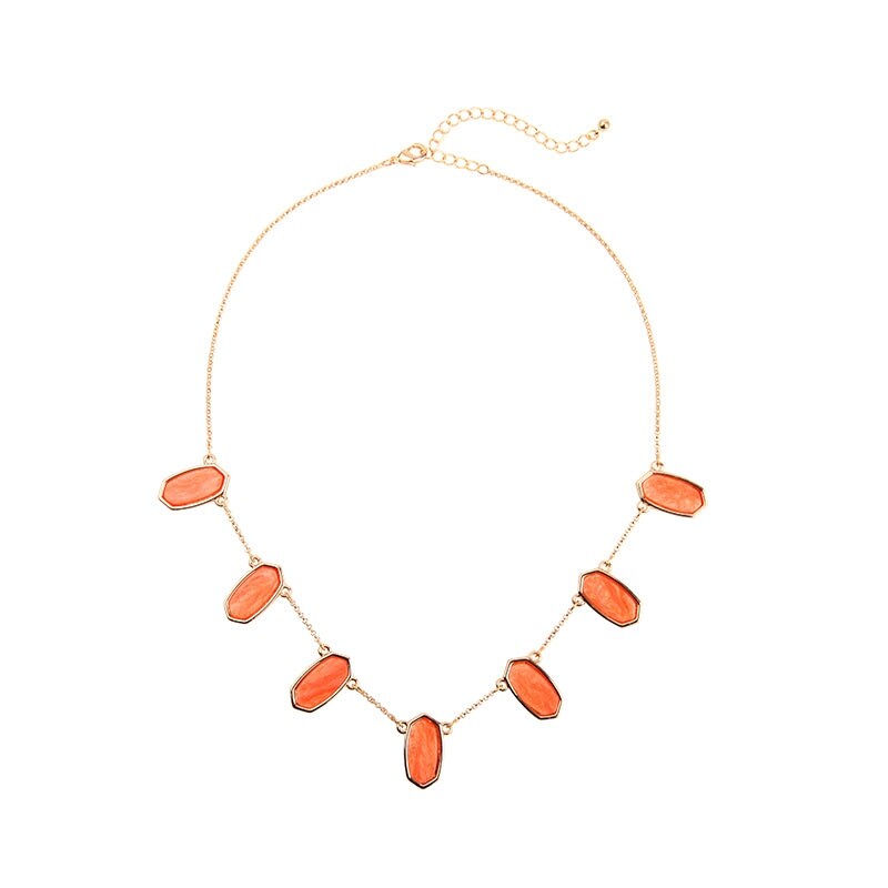 Goldtone Coral Geometric Necklace - White