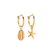 Goldtone Cowrie Starfish Drop Earrings