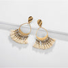 Goldtone Cream Tasseled Drop Earrings