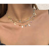 Goldtone Crescent Moon Multi Colored Layered Necklace - White