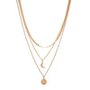 Goldtone Crescent Moon Tree Layered Necklace - White