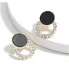 Goldtone Crystal Black Dual Circle Stud Earrings