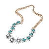 Goldtone Crystal Blue Flower Necklace - White