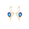 Goldtone Crystal Blue Heart Earrings