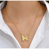 Goldtone Crystal Butterfly Pendant Necklace - White