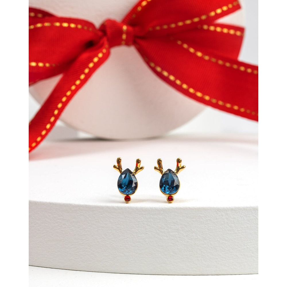 Goldtone Crystal Deer Stud Earrings