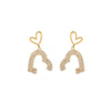 Goldtone Crystal Dual Heart Earrings