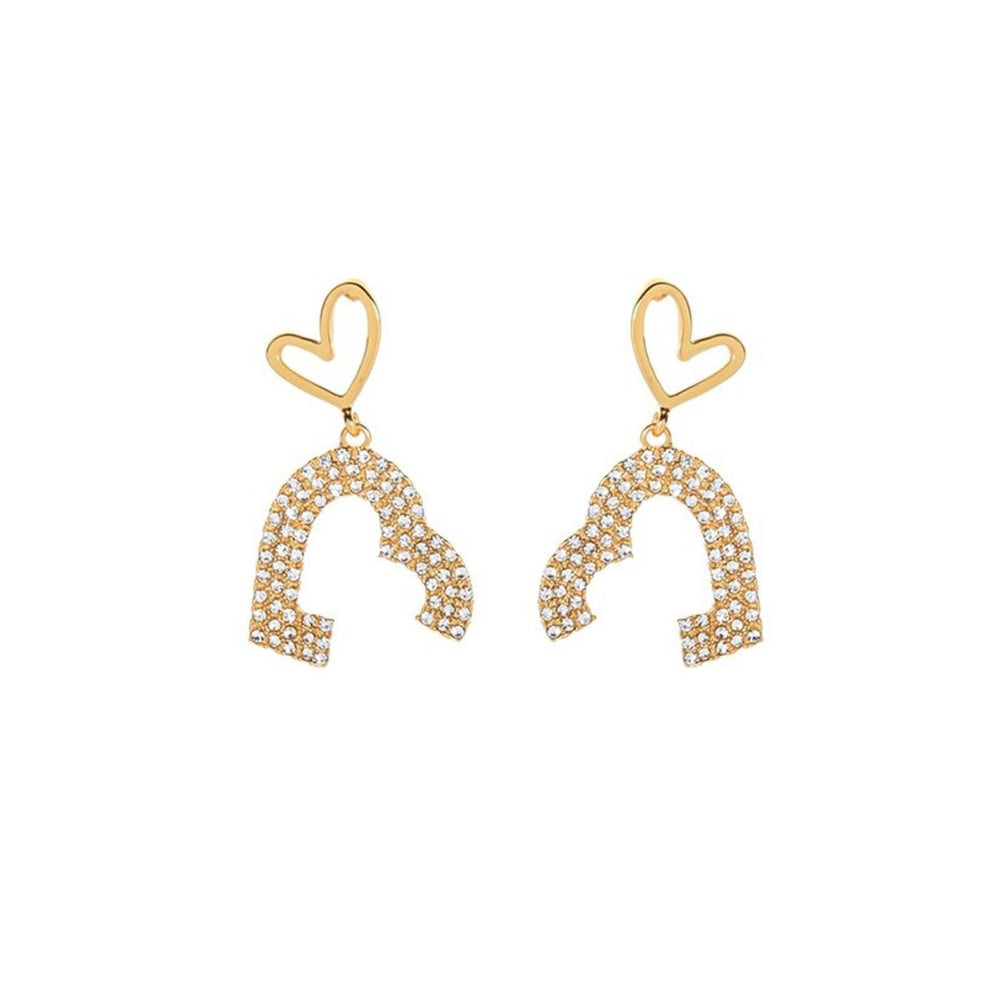 Goldtone Crystal Dual Heart Earrings