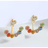 Goldtone Crystal Flower Dual Stud Earrings