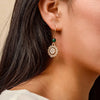 Goldtone Crystal Green Bead Circular Drop Earrings