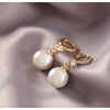 Goldtone Crystal Huggie Hoop Earrings With Faux Pearl