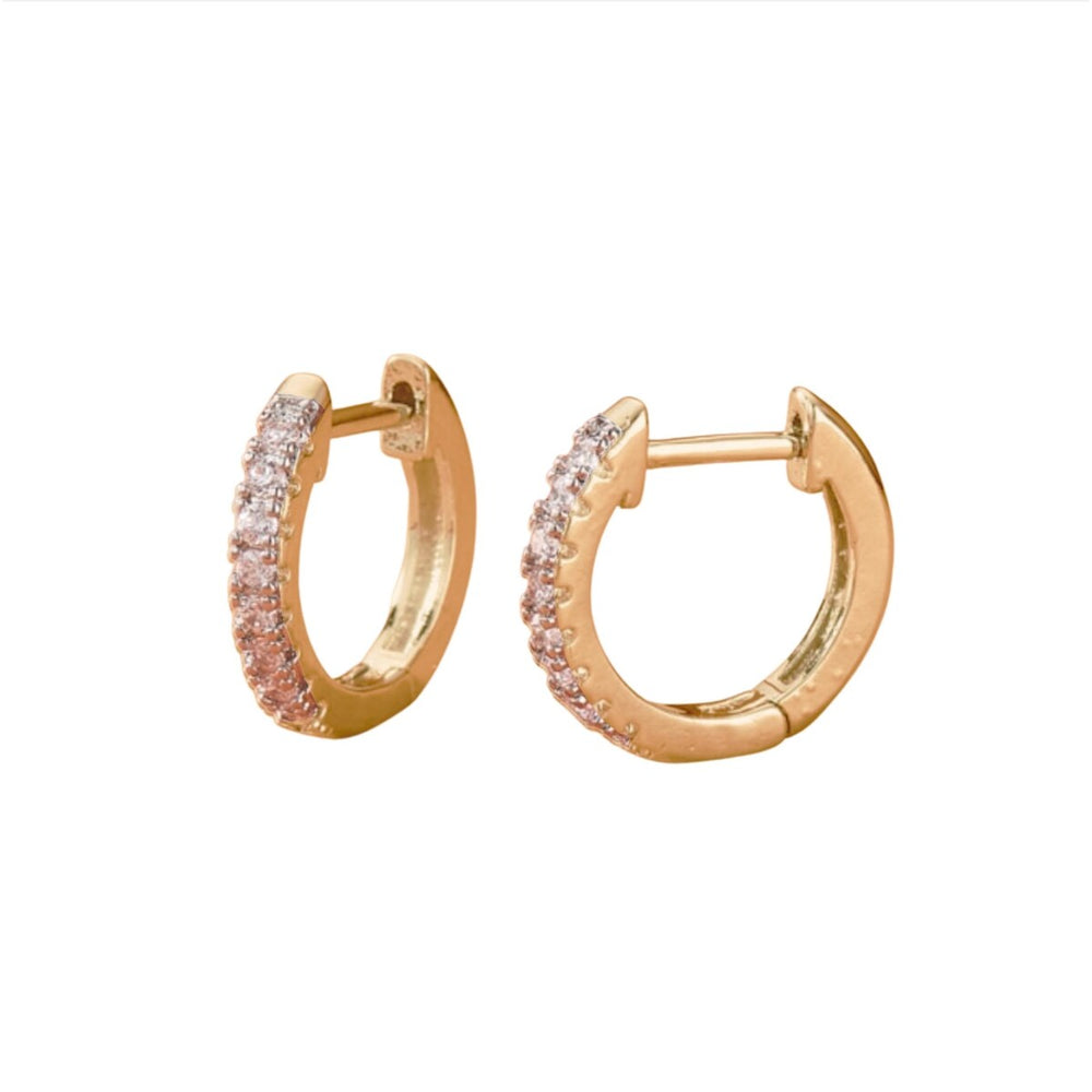 Goldtone Crystal Huggie Hoop Earrings