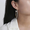 Goldtone Crystal Imitation Pearl Hoop Earrings