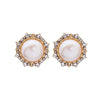 Goldtone Crystal Imitation Pearl Sun Stud Earrings