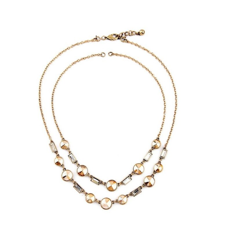 Goldtone Crystal Layered Necklace - White