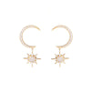 Goldtone Crystal Moon And Star Drop Earrings