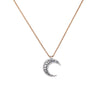 Goldtone Crystal Moon Pendant Necklace - White