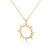 Goldtone Crystal Open Sun Pendant Necklace - White