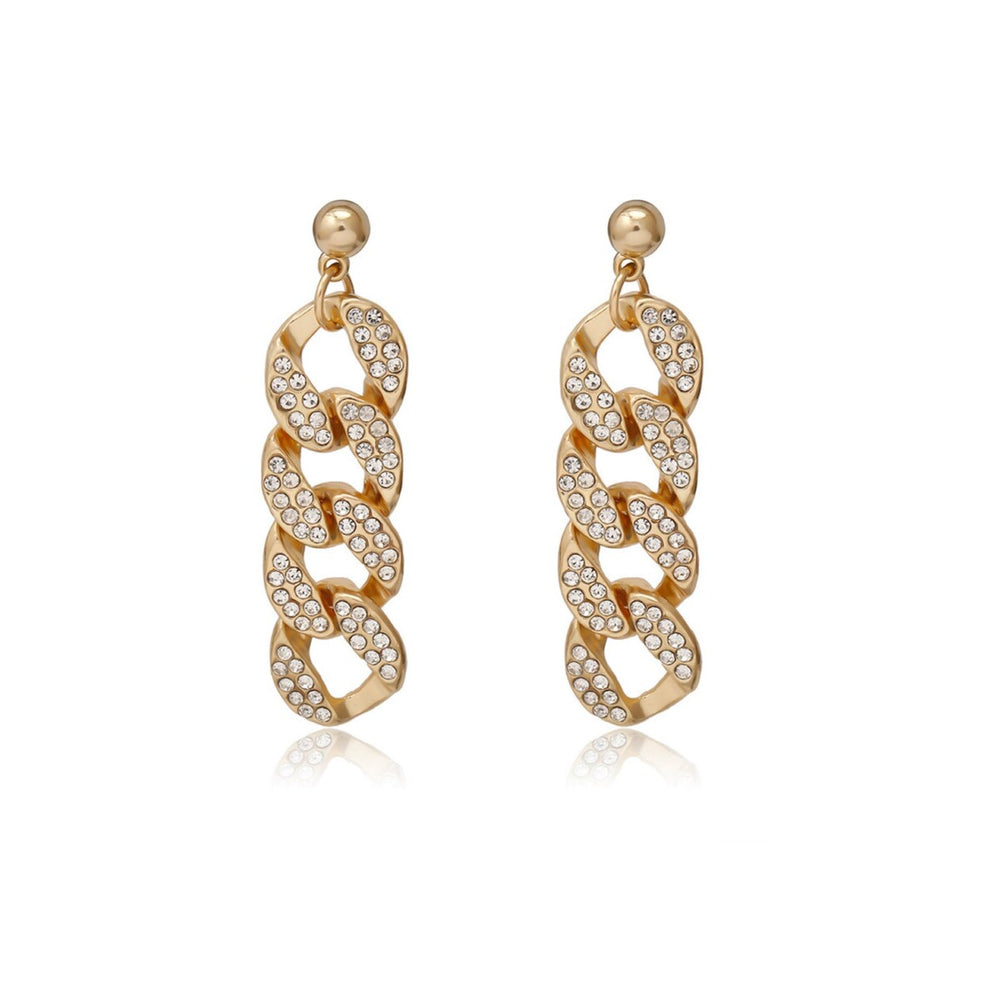 Goldtone Crystal Pave Chain Drop Earrings