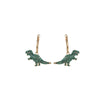 Goldtone Crystal Pave Dinosaur Hoop Earrings