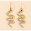 Goldtone Crystal Pave Snake Drop Earrings