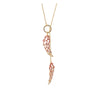 Goldtone Crystal Pink Wing Lariat Necklace - White