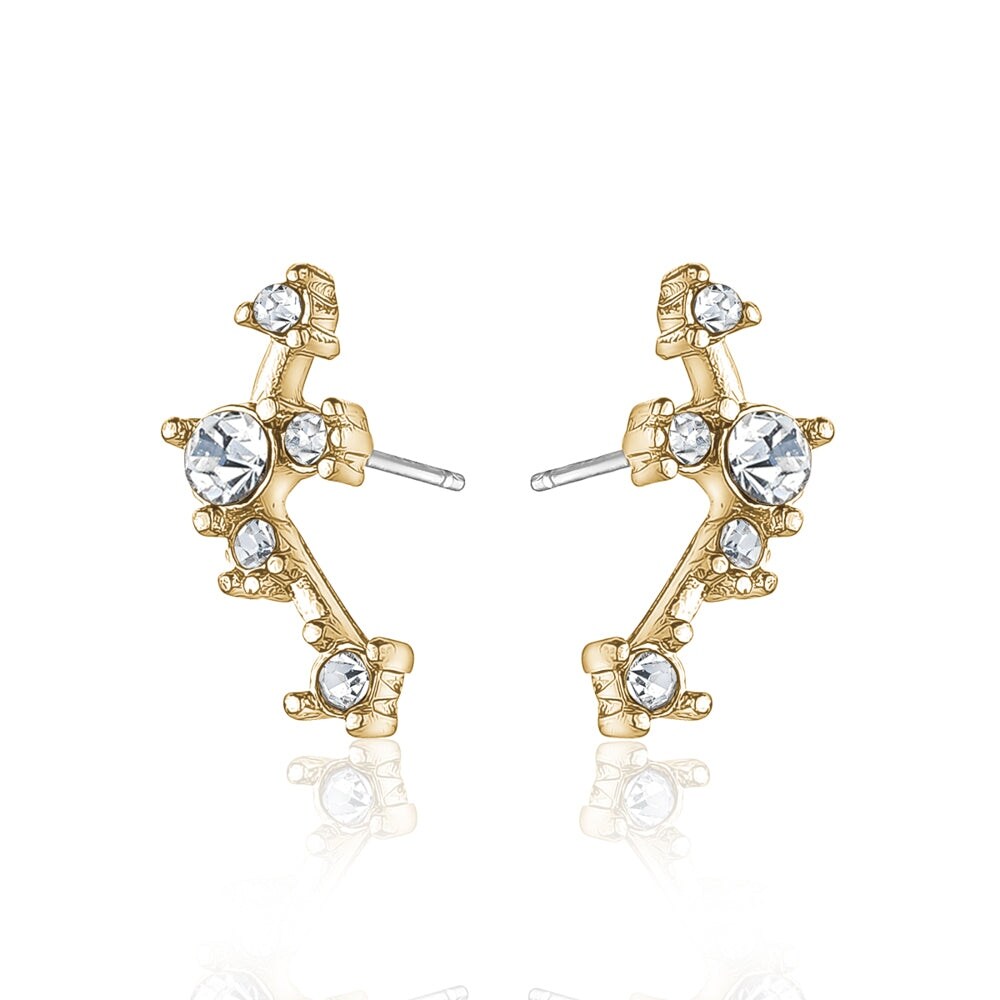 Goldtone Crystal Star Constellation Stud Earrings